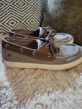 Sperry Casual Canvas Boat Shoes in Taupe and Brown | Top-Sider | EU Size 36